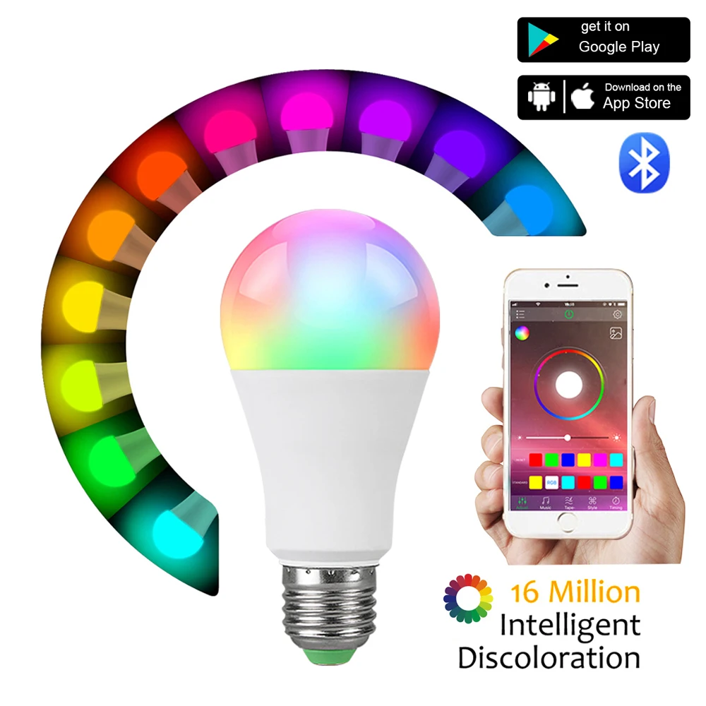 B22 Беспроводная Bluetooth 4,0 умная лампа Домашний Светильник ing Лампа 15 Вт E27 Magic RGBW/WW светодиодный светильник с регулируемой яркостью для IOS/Android