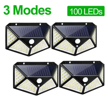 

1/2/4pcs 100 LED Outdoor Solar Light PIR Motion Sensor Wall Light Waterproof Solar Lamp Solar Powered Sunlight Garden Decoration