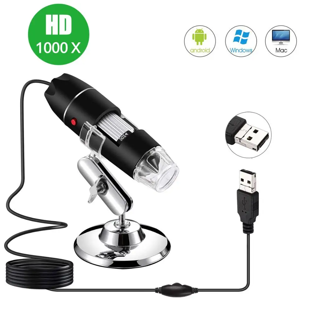 1000X USB микроскоп 1000X1600X8 светодиодный цифровой USB микроскоп тип-c микроскопио Лупа электронный стерео USB эндоскоп Тип камеры - Цвет: 1000X