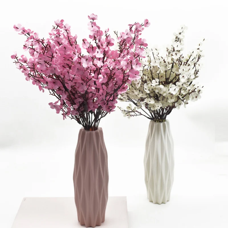 Vase Decoration Gypsophila Artificial-Flowers Bunches Fake-Plants Pink Silk Living-Room