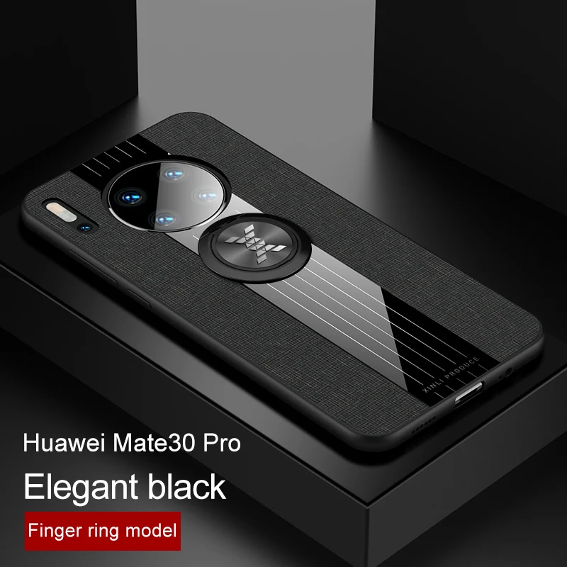 Черный Роскошное кольцо Броня держатель чехол для huawei Honor 9X6X8X20 P20 P30 Pro P Smart плюс Z Nova 3i 3 Коврики 10 20 30 Lite Y7 Y9 - Цвет: Черный