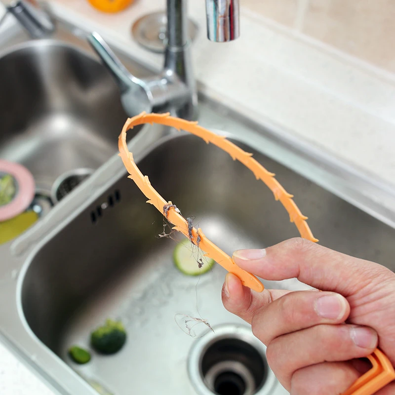 Sink Bathroom Cleaning Pipe Drain Cleaner Kitchen Hair Dredge Sewer Tool Hook 