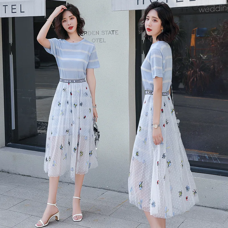 

Very Fairy of France Non-mainstream Dress Students Playful Two-Piece Set Royal Sister CHIC Sweater with Mesh Dress Douyin Celebr
