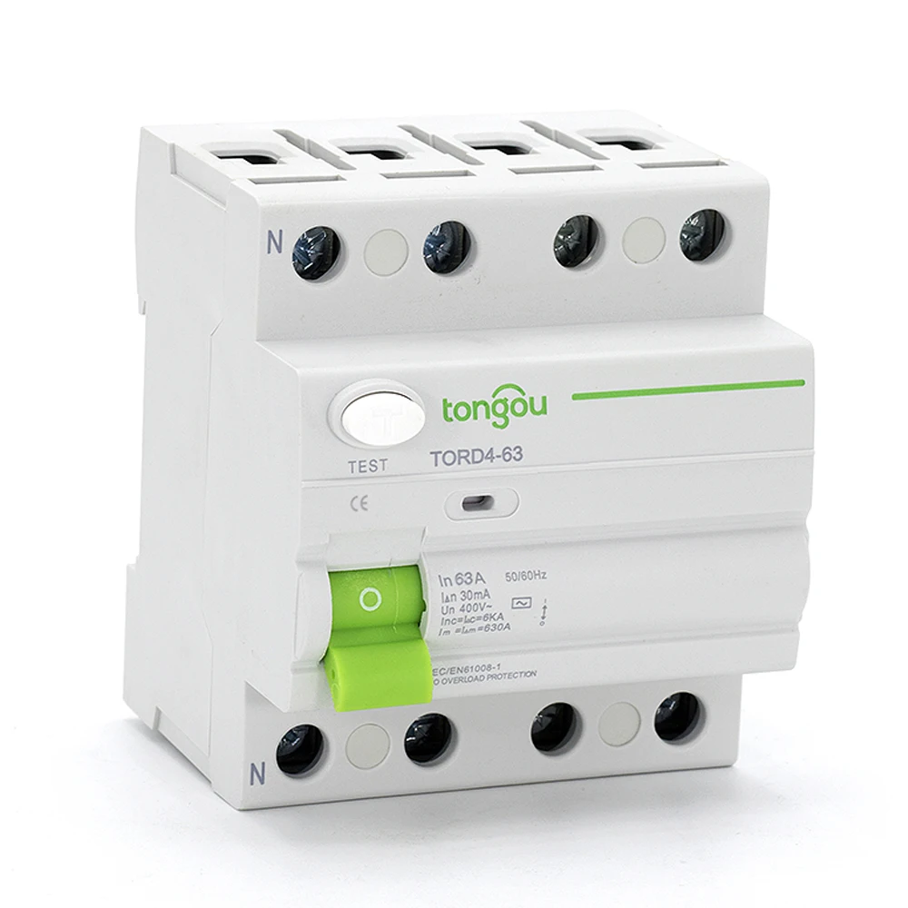 4P 40A 30mA 100mA 300mA 6KA RCCB RCD 230V Electromechanic Residual Current Circuit Breaker