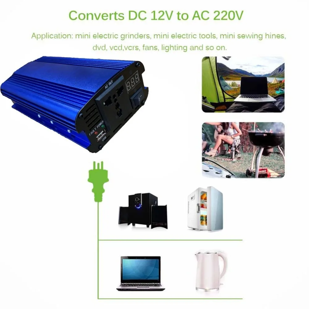 4000 Вт автомобильный инвертор зарядное устройство DC 12 V/24 V к AC 220V синусоидальный преобразователь интерфейсов трансформатор напряжения адаптер