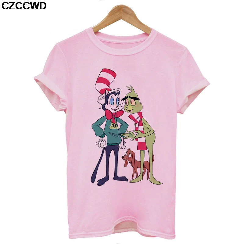Poleras Mujer De Moda,, белая футболка, Harajuku, модная, Grinch, веселая, Рождественская футболка, для отдыха, уличная одежда, женская футболка, топы