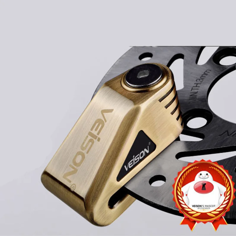 VEISON мотоциклетный замок Moto Theft Pretection тормоза мото тормоза дисковые замки водонепроницаемый замок для мотоцикла мотоциклетный замок - Color: Gold