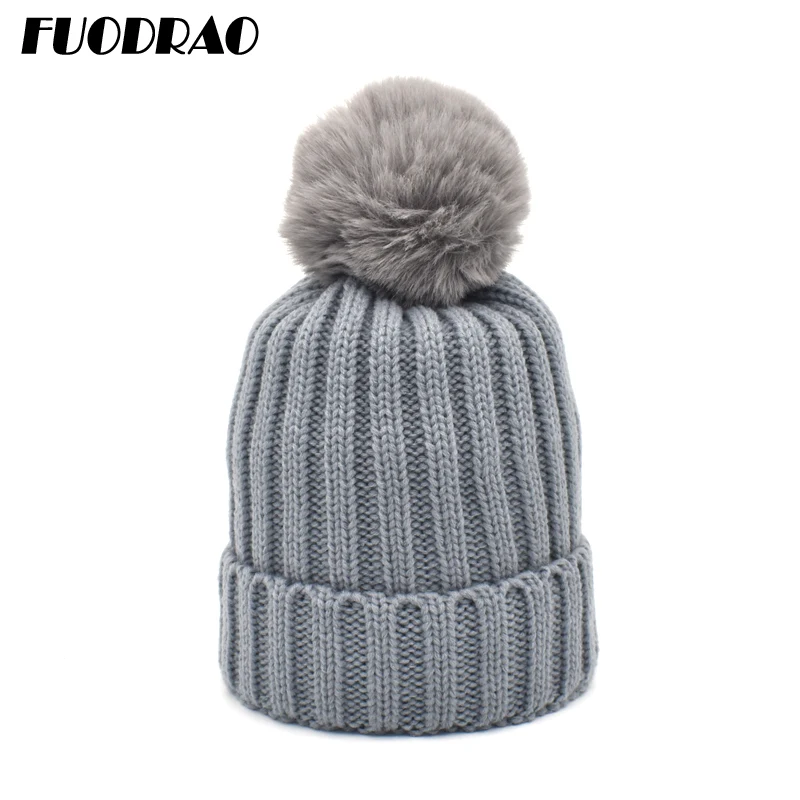 

FUODRAO Brand Winter Knitted Beanie Hat Women Thickened Warm Beanie Skull Cap Ladies Knitted Letter Hat Beanie Hat Z11