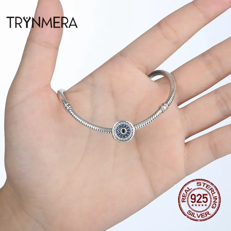 Trynmera настоящие стерлингового серебра 925 синие кристаллы Глаза Круглые Подвески подходят для женщин браслеты и браслеты ювелирные изделия TA040