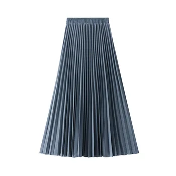

Sherhure 2020 Pure Color Women Maxi Skirt High Waist Women Boho A-Line Long Pleated Skirt With Lining Faldas Jupe Femme Saia