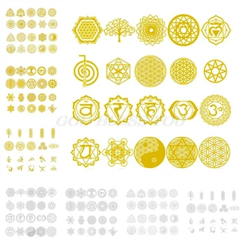 

20Pcs Sacred Geometric Copper Orgonite Sticker Flower Life Tree DIY Energy Tower Pyramid Material Epoxy Resin Art Crafts