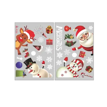 

Christmas Decorations Snowman Lovely Elk Electrostatic Paste House Bedroom Amusing Removable Wall Stickers