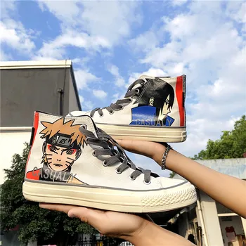 

2020 Korean version of the new summer breathable shoes anime NARUTO high-top canvas shoes Uzumaki NarutoJerseys shoes Cosplay