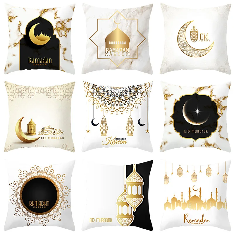 45cm Eid Mubarak Decor Ramadan Pillow Case Cushion Cover Throw Home Pillowcover Decoration | Дом и сад
