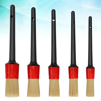 

5PCS/Set Car Air Vent Cleaning Brush Round Plastic Handle Vehicle Washing Brush Detail Gap Brush Tool for Car (Black Red)