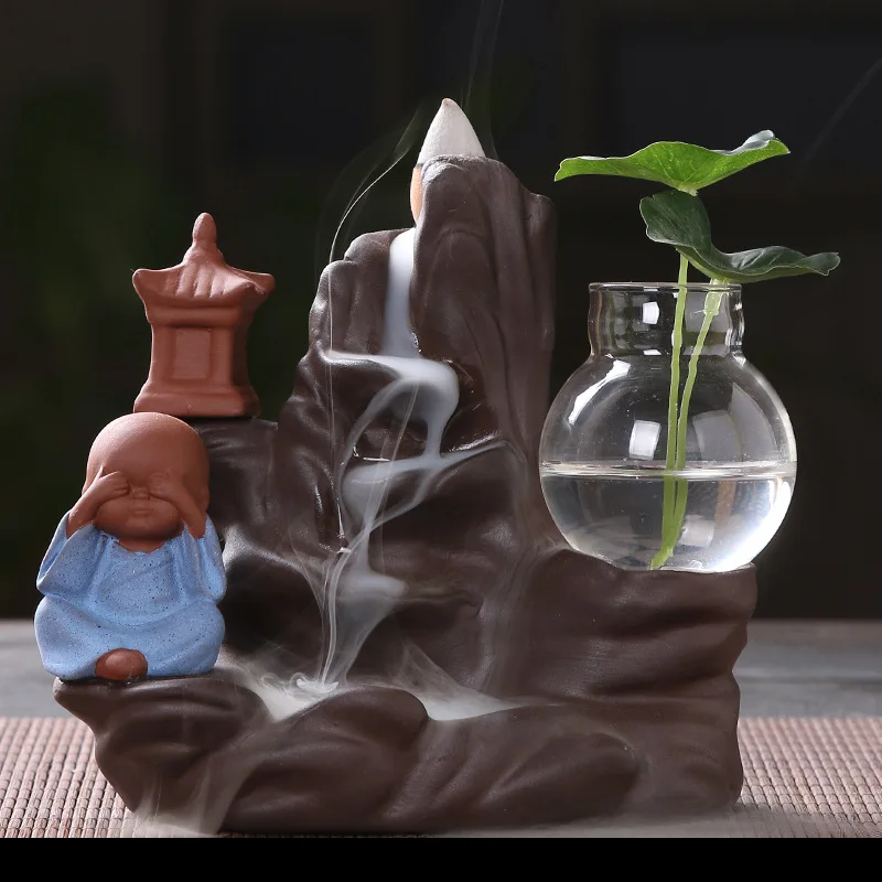 Ароматическая печь Incenso Aromaterapia, маленький монах, альпийская течущая водная культура, керамическая дорожная мебель для дома и офиса - Цвет: see chart