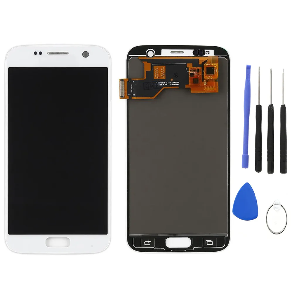 white with tools G930F LCD For Samsung Galaxy S7 G930F G930A G930V LCD Display Touch Screen Digitizer Replacements For Samsung S7 LCD Screen - Цвет: white with tools