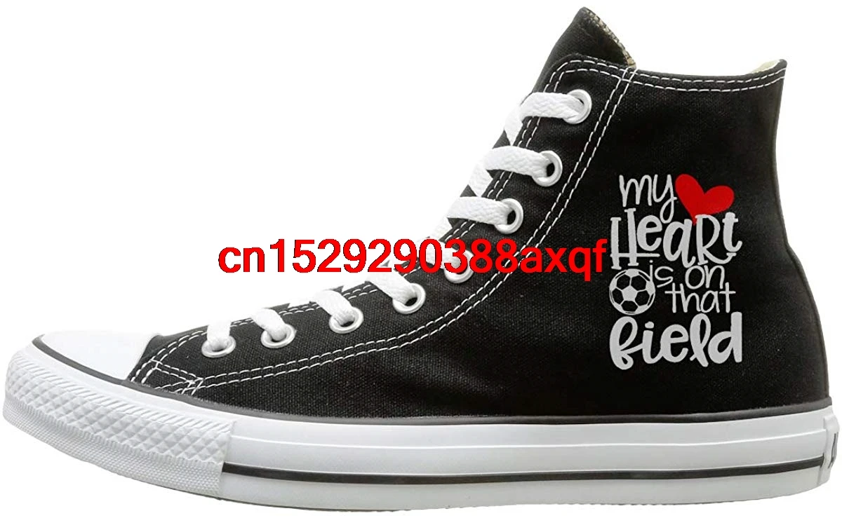 

Canvas Shoes My Heart Is On That Field Soccer Mom-1 Casual High-Top Lace Ups Sneaker For Men Women