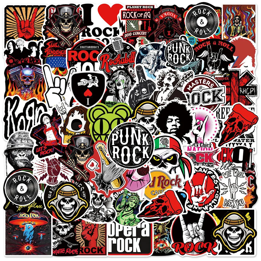 10/30/50/104pcs Rock Band Graffiti Stickers for Laptop Guitar Motorcycle Scrapbooking Phone Waterproof Cool Sticker for Kid Toy 10 30 50pcs self love english phrase doodle stickers diy travel guitar phone laptop cool waterproof graffiti decal sticker