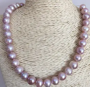 

Free Shipping gorgeous 10-11mm south sea baroque lavender pearl necklace 18"14K Gold Clasp