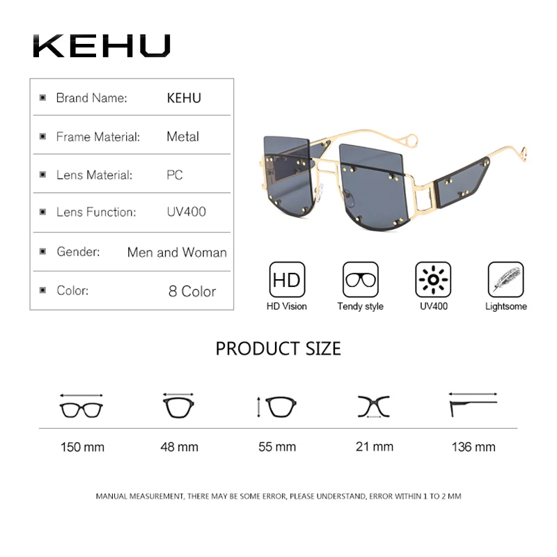 KEHU модные панк Солнцезащитные очки женские брендовые дизайнерские