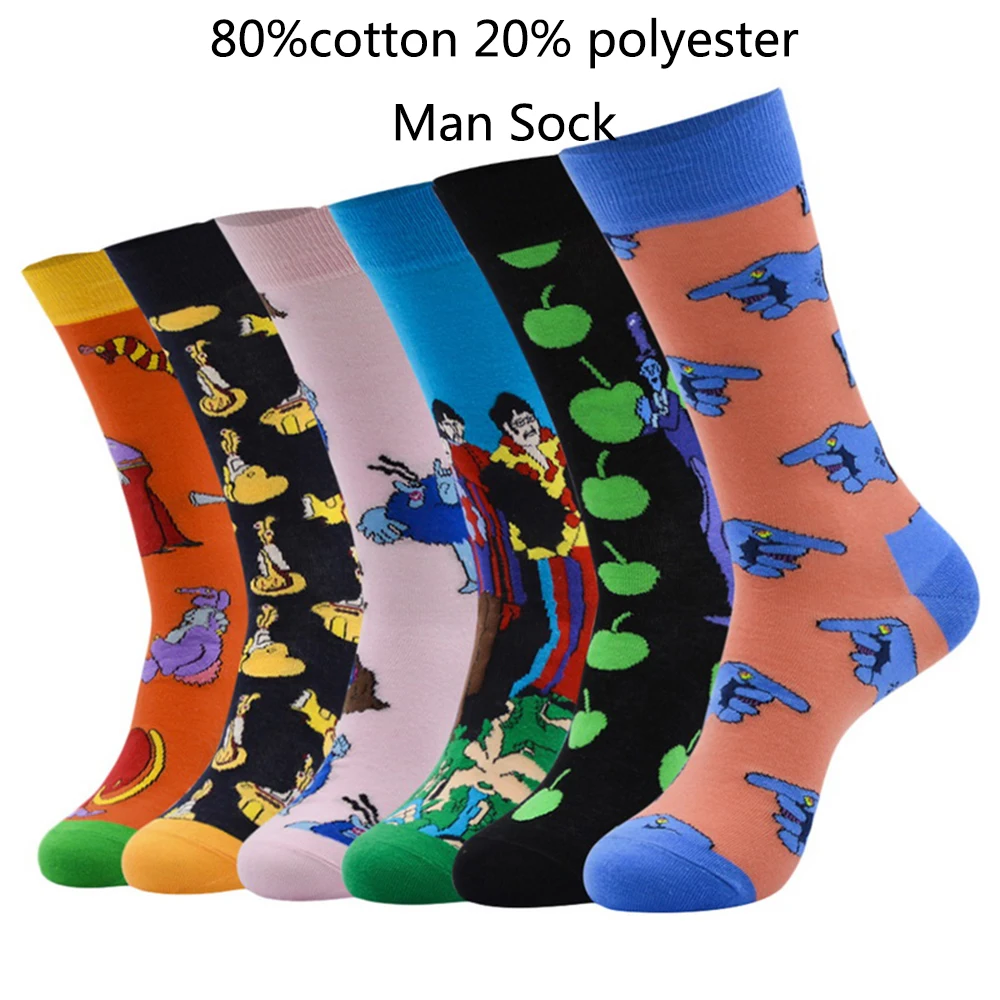 piezas calcetines de vestir para Hombre Calcetines de dibujos animados con calcetines de algodón con estampados coloridos