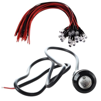 

20 x5mm Blue LED Lamp Light Set Pre Wired 12V DC 25cm with 2 LED Red Lamp Bulb Light for Motorcycle DC12V 1.5W