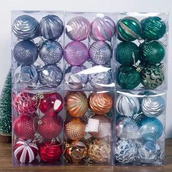 

12pcs/set Christmas Tree Decoration Balls Xmas New Year Plastic Decorative Pendents Home Decor Garden Hanging Ornaments