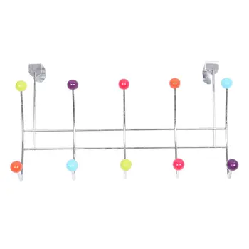 

10 HOOK MULTI COLOUR OVER THE DOOR CLOTHES COAT HANGER RACK CHROME HANGERS