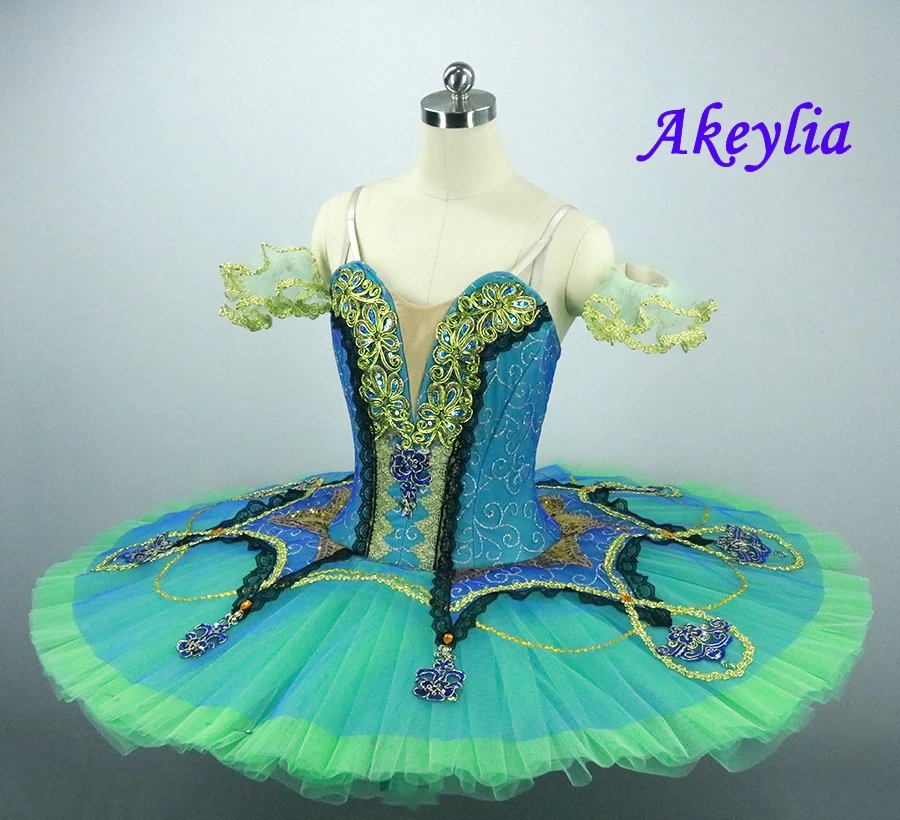 Профессиональная балетная пачка Esmeralda для взрослых девочек, Зеленый Классический балетный костюм, балетные пачки для профессионалов и для детей, сценическая балетная одежда, костюм JN36