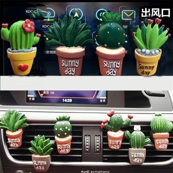 

6Pcs Creative Simulation Plant Auto Air Conditioner Outlet Decoration Perfume Clip Air Freshener Car Tuyere Fragrance Car Orname