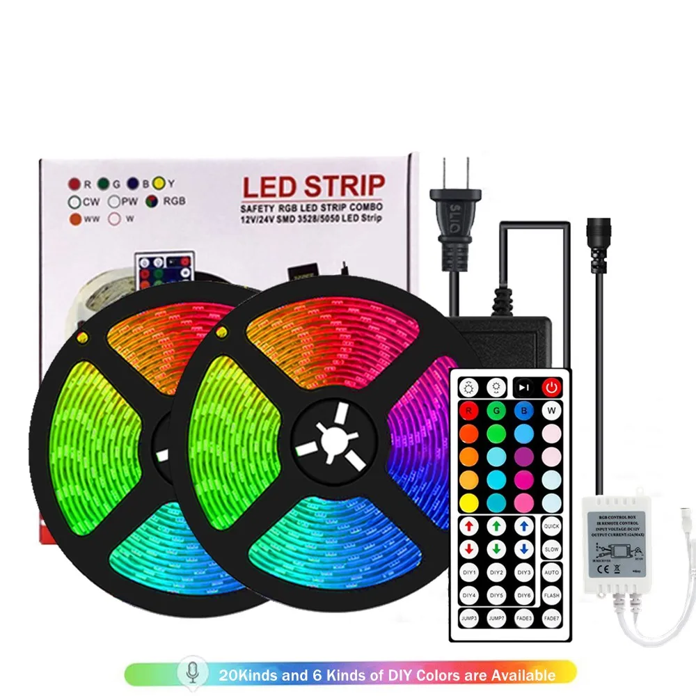

LED Strip Light RGB 5050SMD Flexible Ribbon fita led light strip 5M 10M Tape Diode DC12V RGB String Diode/Remote Control/Adapter