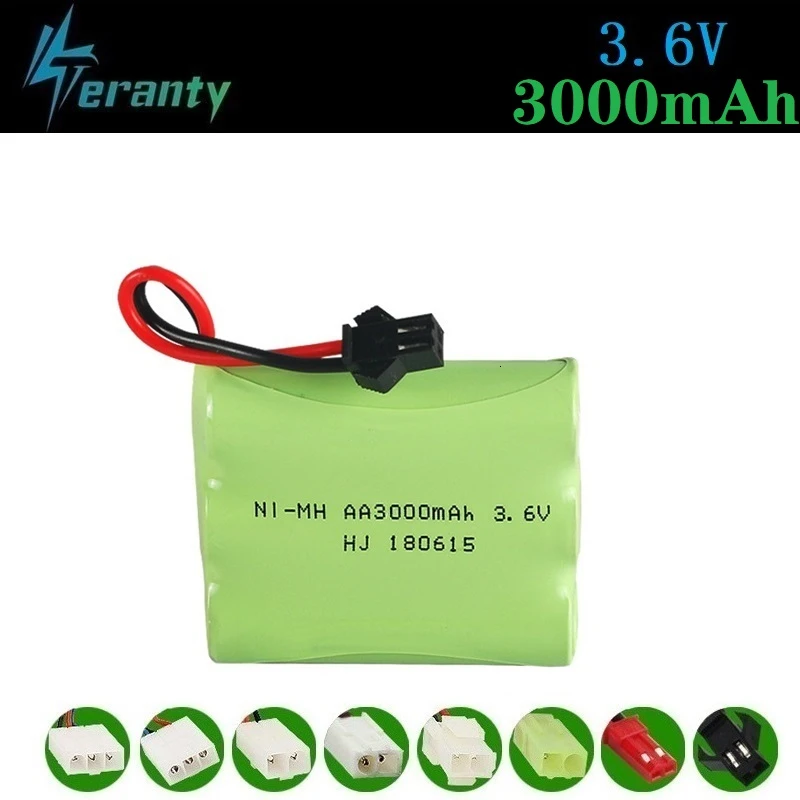 3000mah 3,6 v перезаряжаемая батарея для радиоуправляемых игрушек, автомобилей, танков, поездов, радиоуправляемых роботов, пистолетов, радиоуправляемых лодок AA 3,6 v 2400mah NiMH аккумулятор SM Plug