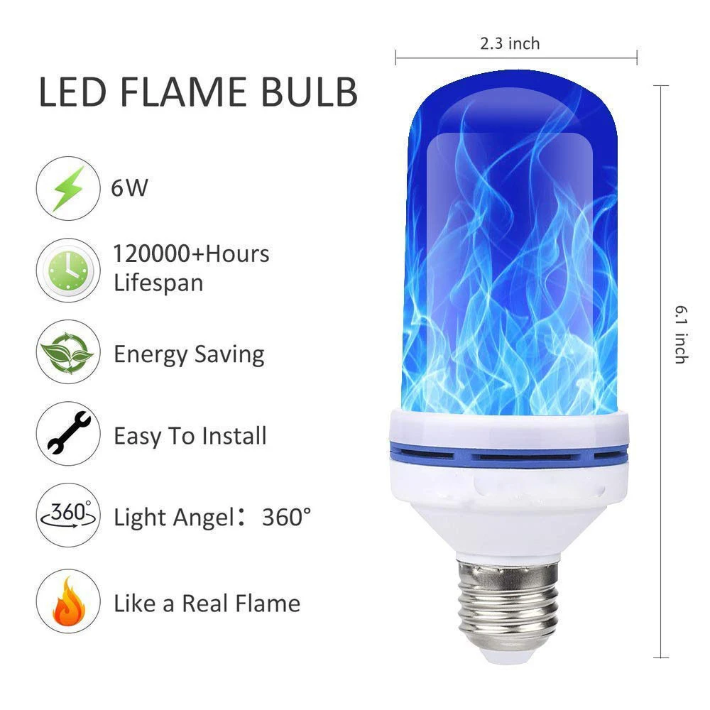 E27 LED Flame Lamp 4 Modes Yellow Flame Effect Light Bulb 90-265V Flickering Emulation Fire Light With Gravity Sensor Decor Lamp 9