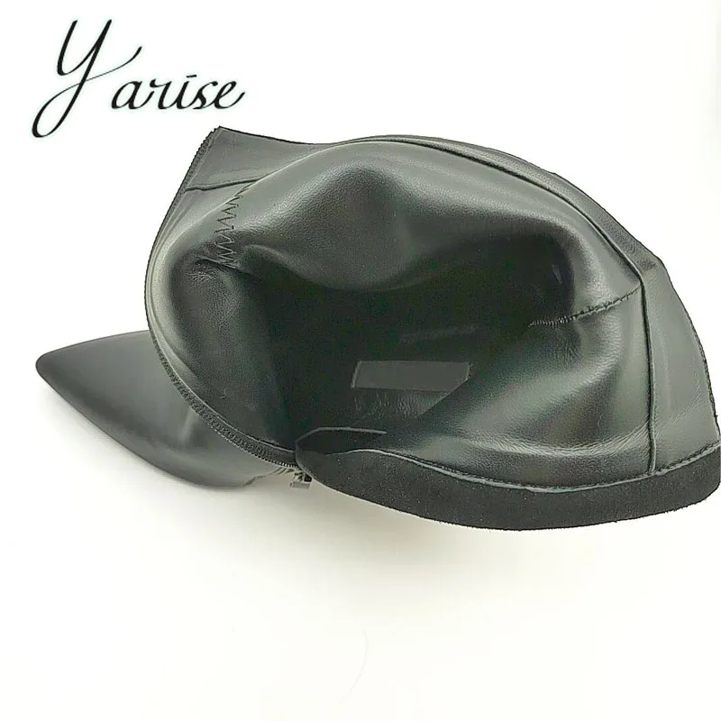 Sandalias con tacón de piel auténtica extraño para mujer, zapatillas de exterior, botines con punta en el tobillo, zapatos de invierno, D01 - Imagen 6