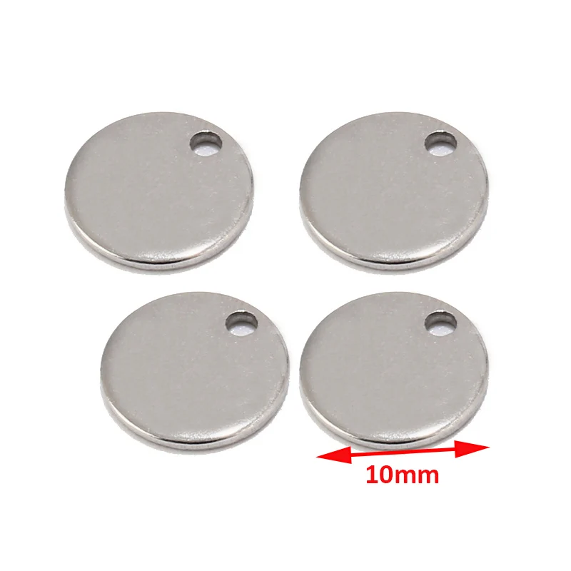 10mm steel color 20 шт круглые золотые/розовое золото нержавеющая сталь штамповка незаполненные бирки на ошейник для собак подвески 6 мм/8 мм/10 мм DIY браслет Шарм Ювелирные изделия Поиск - Окраска металла: 10mm steel color