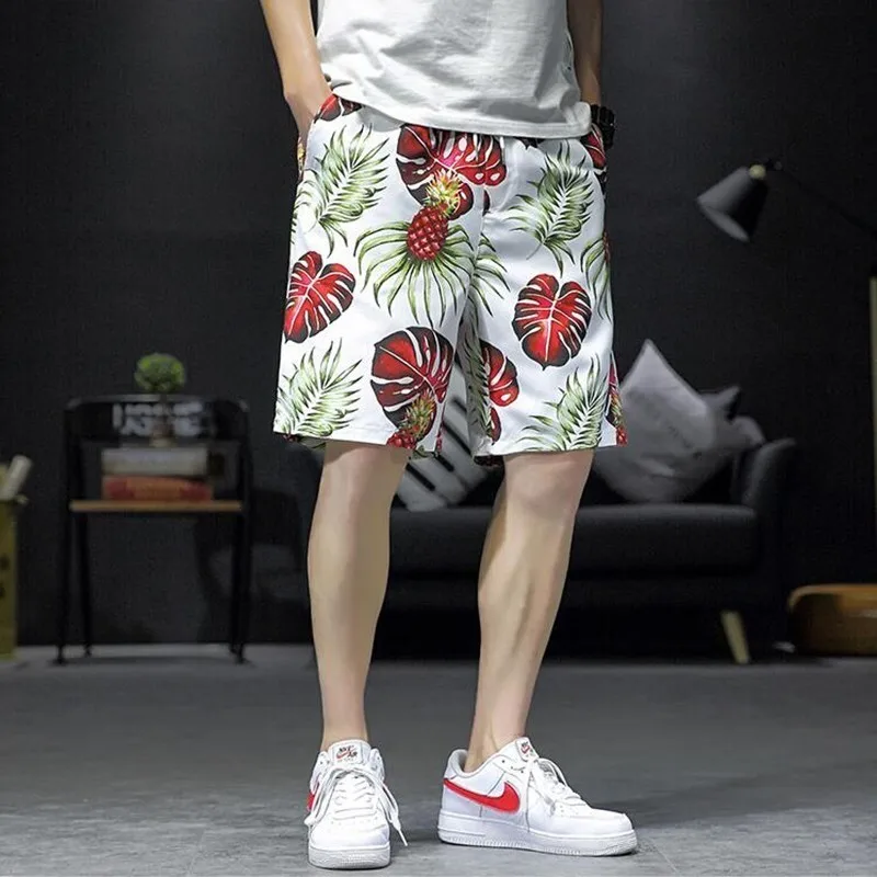 Повседневные Хип-хоп шорты Broek бордшорты Mannen Zomer с принтом Hawaii Korte Broek Mannen Losse Trekkoord Korte Broek Mannen