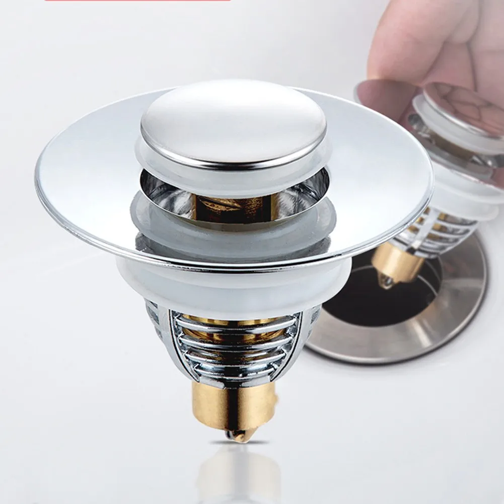 Stainless Steel Pop-Up Bounce Core Basin Drain Filter Anti-Clogging Bathroom Hair Catcher Stopper | Обустройство дома