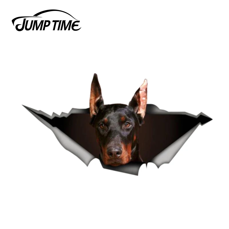 Время скачка 13 см x 6 9 Автомобильная наклейка Doberman рваная металлическая дикие