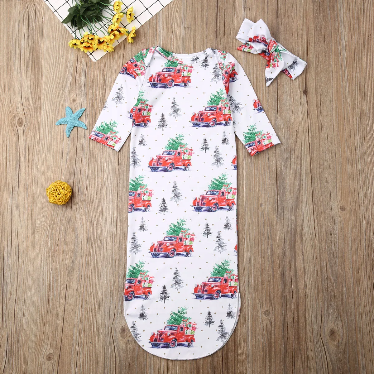 Newborn Baby Infant Floral Swaddle Wrap Blanket Sleeping Bag+Headband Receiving Blankets