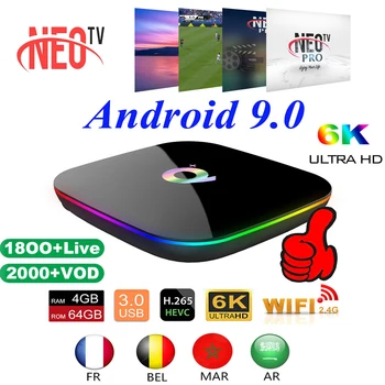 

Q Plus TV Box Android 9.0 one Year NEOtv Pro Subscription France IPTV 2.4G WiFi HD Set Top Box 6K Home IPTV Media Player Neotv