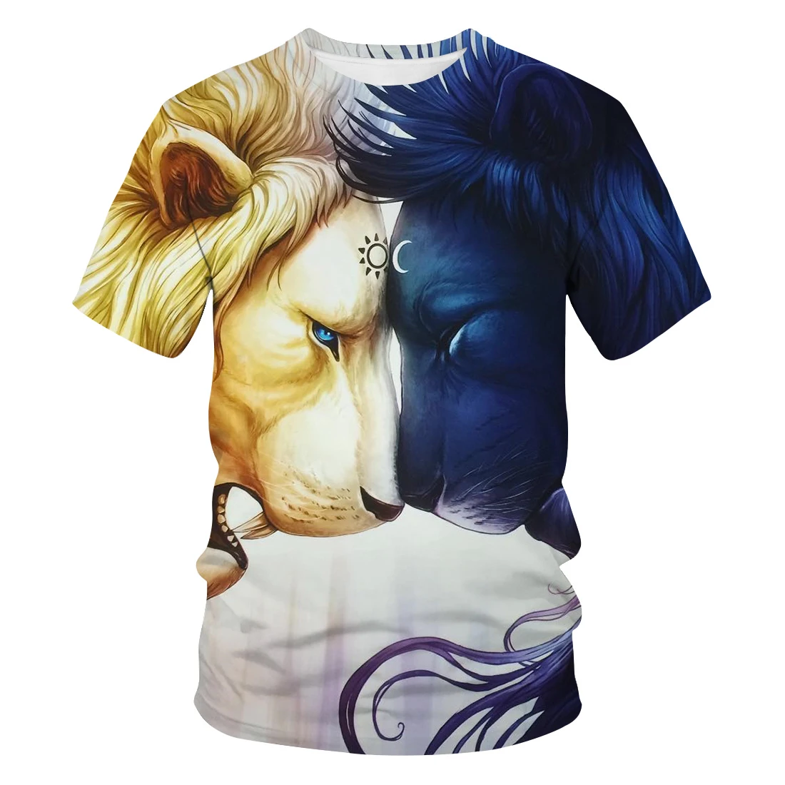 Хит продаж 3D принт двойная молния Лев мужские повседневные крутые футболки