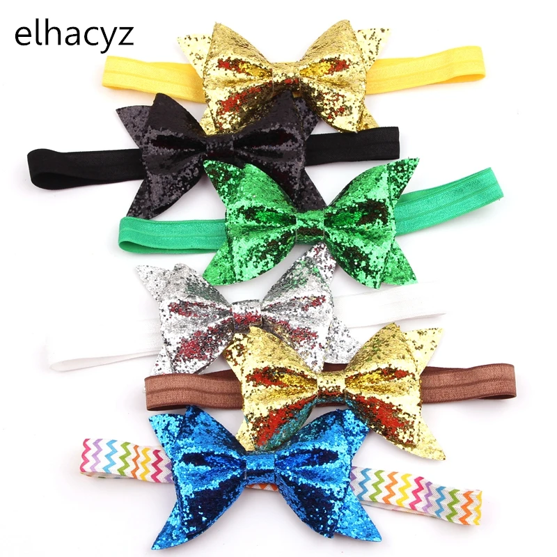1 шт. новинка лидер продаж Милая блестящая Детская повязка на голову с бантиком