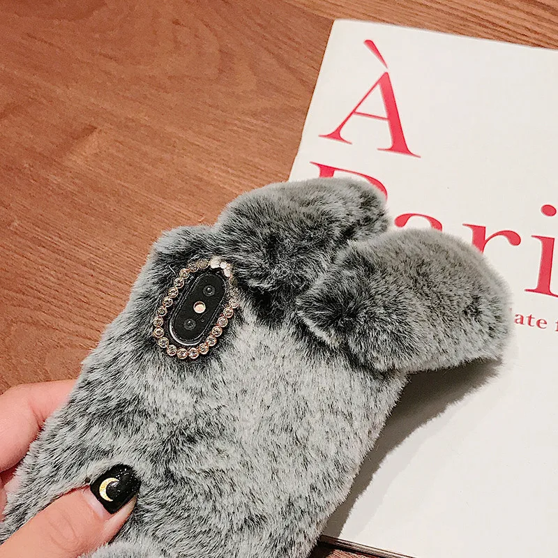 For Xiaomi Mi 9T CC9 CC9E MI 9 8 SE Case Luxury Cute Fluffy Rabbit Hair Fur Case Redmi note 8 7 pro Redmi K20 pro 7A 6A GO Cover
