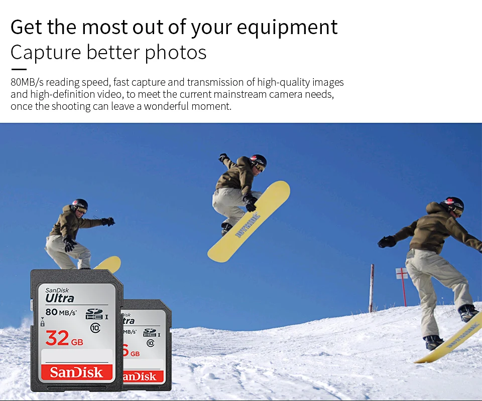 SanDisk SD карта до 80 МБ/с./с 128 Гб 64 ГБ 32 ГБ 16 ГБ Оригинальная карта памяти для камеры карты памяти высокого качества cartao de memoria