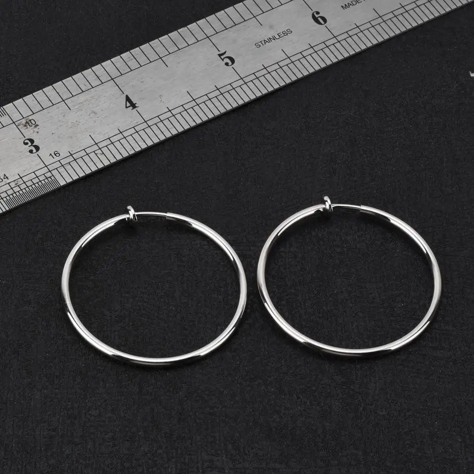 WOWTIGER серебряные мужские из нержавеющей стали 2 шт 3,5 см Невидимые клипсовые серьги зажим для wo мужские серьги панк ветер аксессуары подарок
