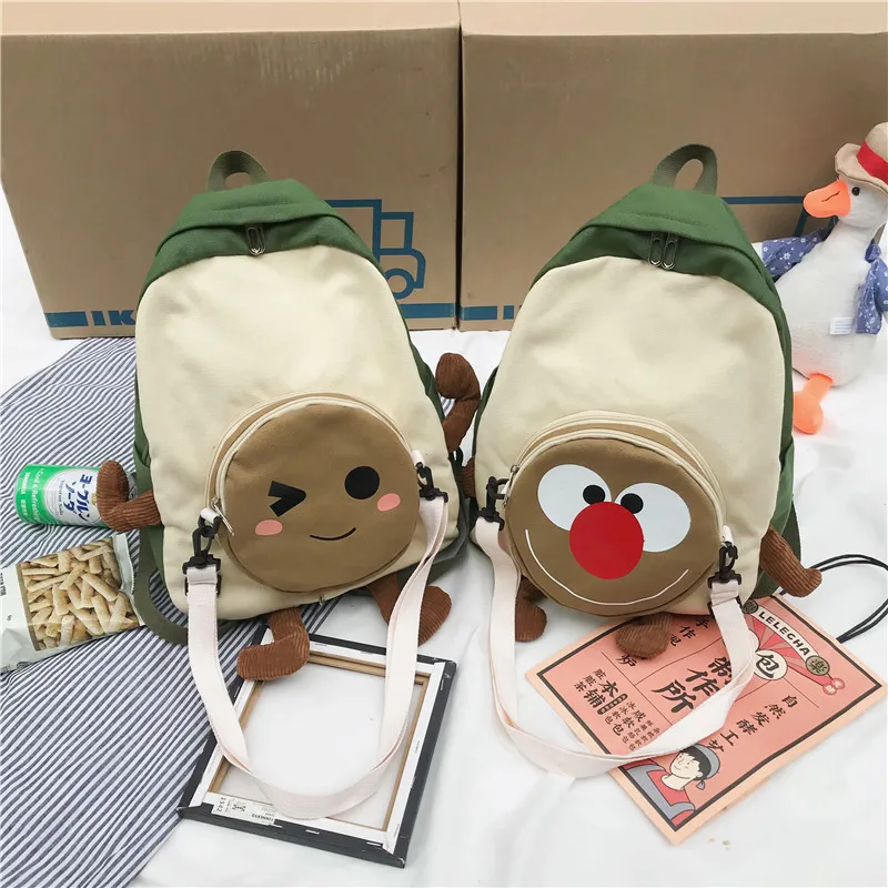 

New style backpack ladies backpack solid color ladies shoulder bag fashion school bag cute cartoon multi-purpose campus backpack