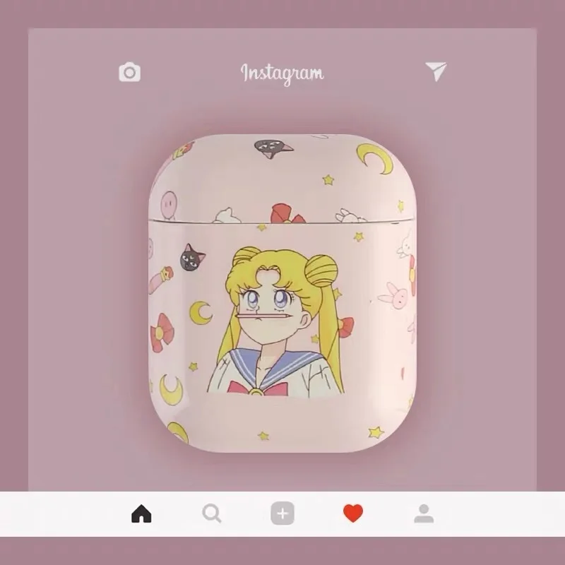 Для AirPods чехол милый кавайный Сейлор Мун Луна кошка чехол для наушников s для Apple Airpods 2 Защитная крышка с кольцом на палец розовый