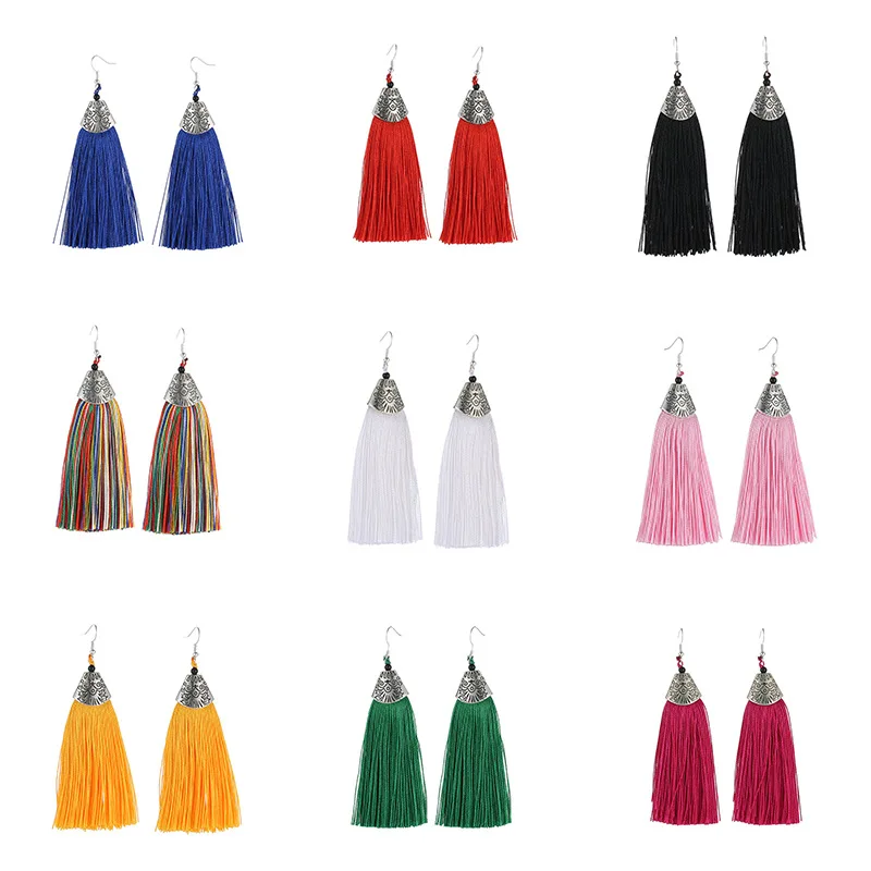 Импортные товары Ретро Рыбы клюв бахромой серьги богемные длинные танец