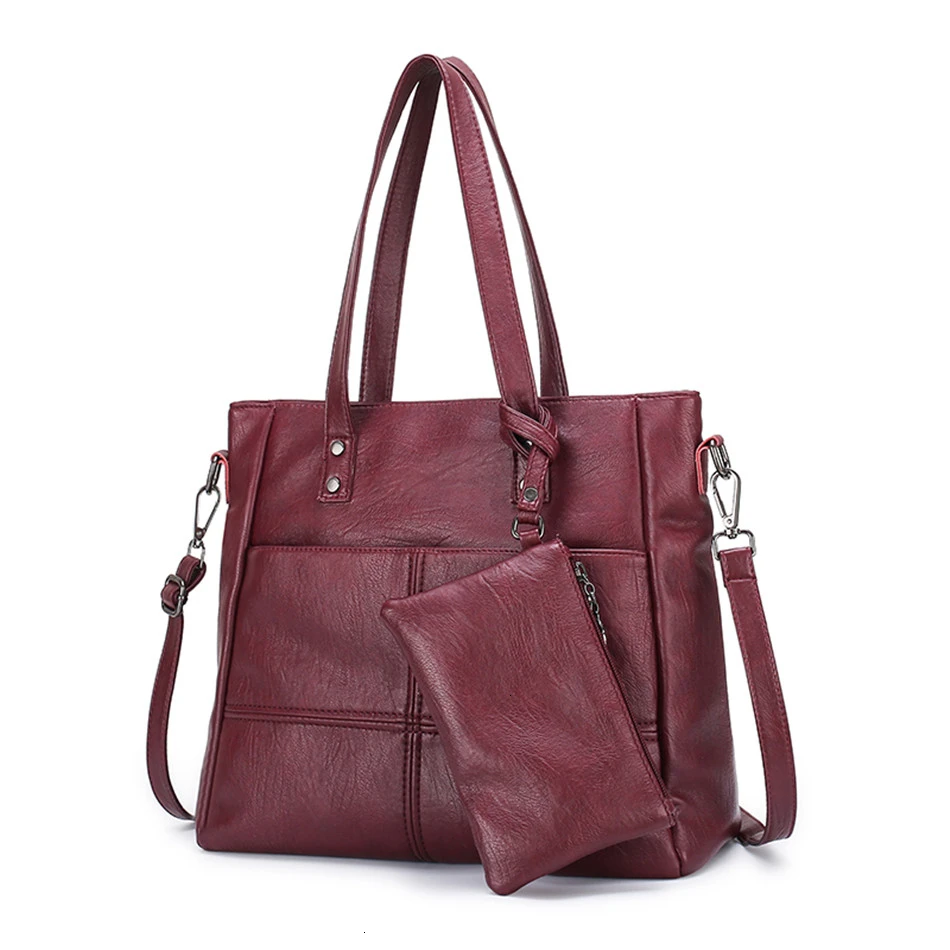 

Kajie 2 Pc/sets Women Handbags High Quality Leather Sac A Main Female Shoulder Bag Large Capacity Tote Bag Purses And Handbags
